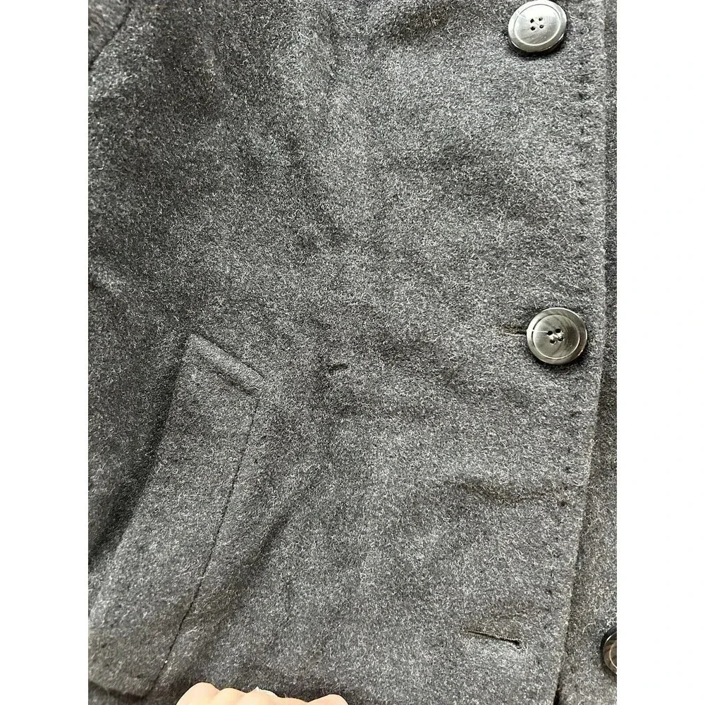 Vintage Cinzia Rocca 100% Wool Collared Black Pea Coat 4 - Picture 10 of 10